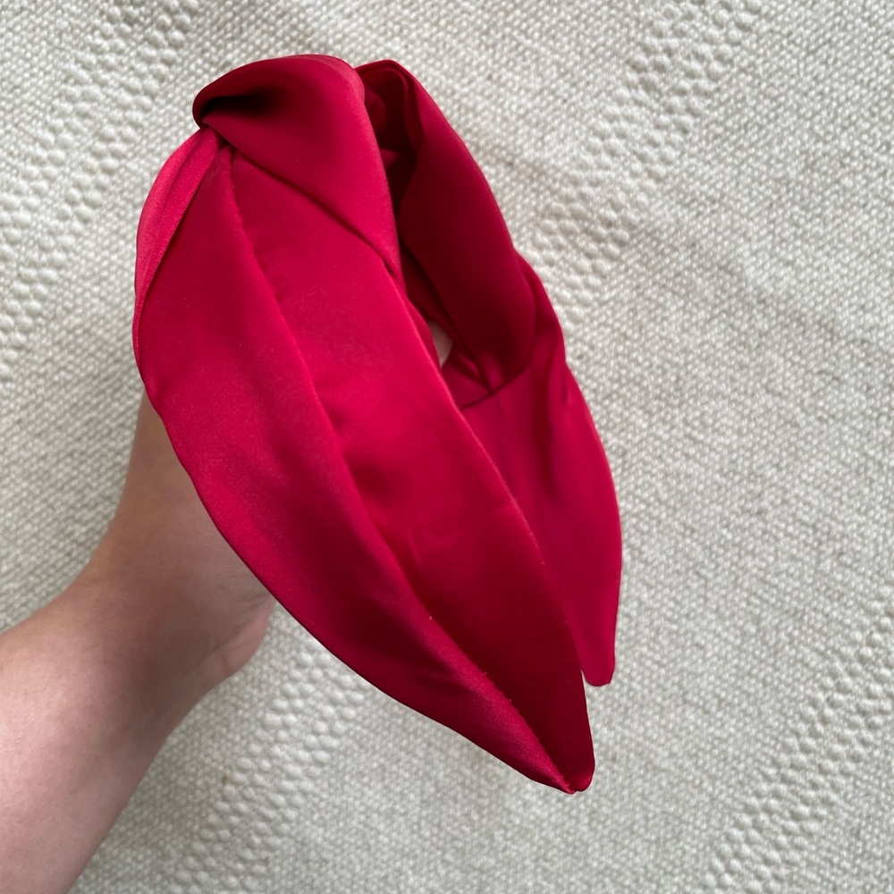 J.Crew Red Satin Knotted Headband Preppy Blair Waldorf Carolyn Bessette - Picture 4 of 4